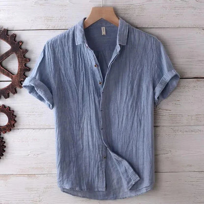 Men's Textured Short-Sleeve Button-Up Shirt