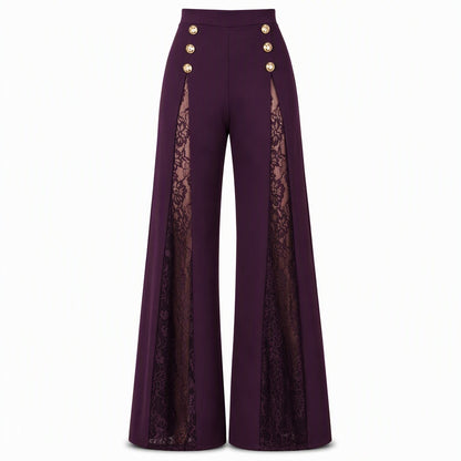 Women's Lace Panel Wide-Leg Pants