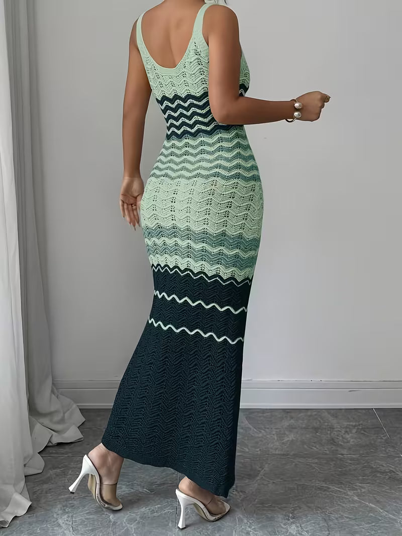 Women's Crochet Knit Sleeveless Maxi Dress