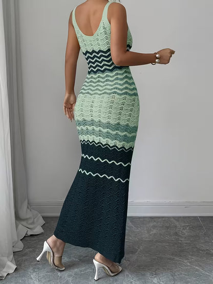 Women's Crochet Knit Sleeveless Maxi Dress