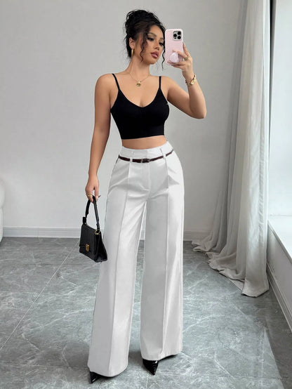 Women's Wide-Leg Pants with Belt