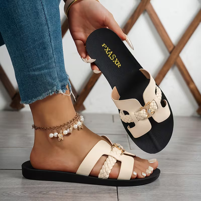 Women's Woven Strap Slide Sandals