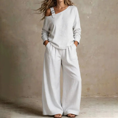 Women's Asymmetrical Neck Two-Piece Set