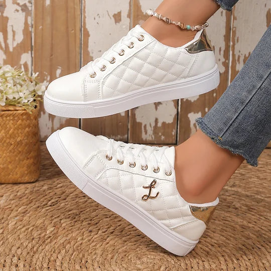Quilted Lace-Up Casual Sneakers