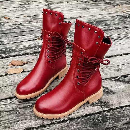Women's Lace-Up Ankle Boots with Round Toe