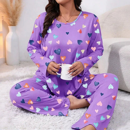 Women's Heart Print Pajama Set