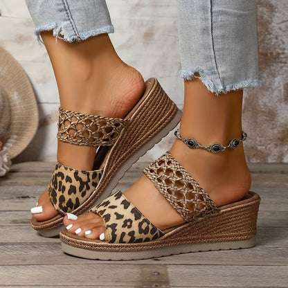 Women's Double-Strap Wedge Mule Sandals