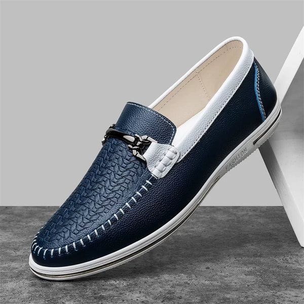Men’s Metal Accent Leather-Look Loafers