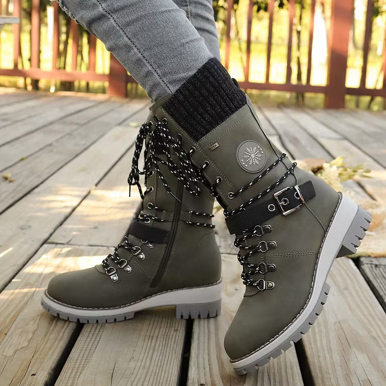 Women's Lace-Up Buckle Boots