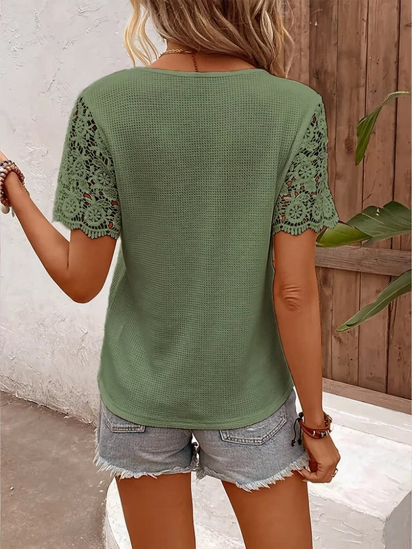 Women's Lace-Detail V-Neck Top