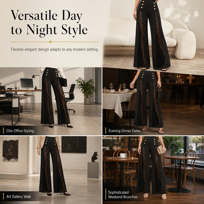 Women's Lace Panel Wide-Leg Pants