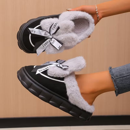 Women's Bow Detail Lined Slippers