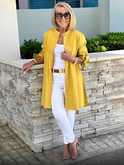 Women’s Button Front Longline Swing Shirt Jacket