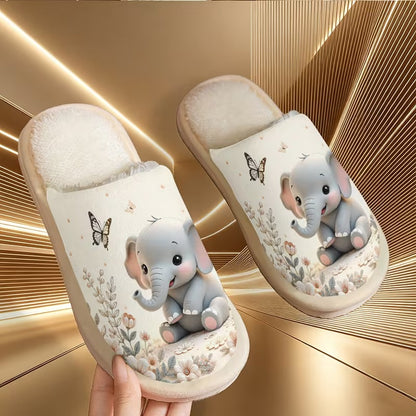 Unisex Elephant Print House Slippers