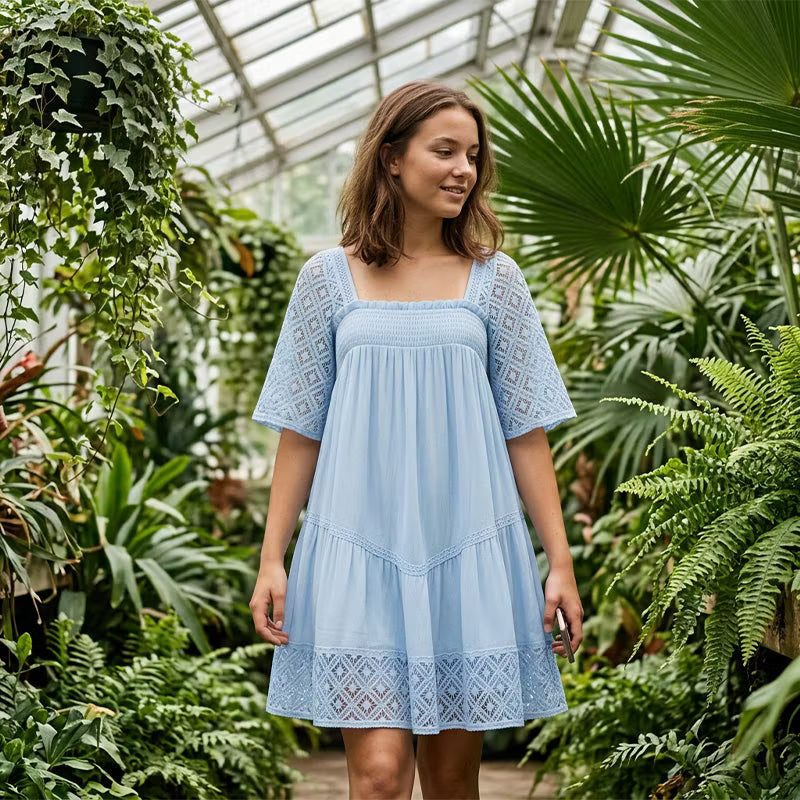 Women's Square Neck Smocked Dress
