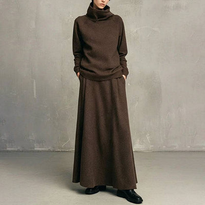 Women's High-Neck Top and Skirt Set