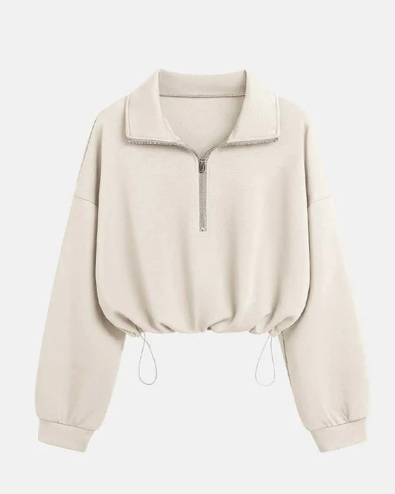 Quarter-Zip Drawstring Hem Sweatshirt
