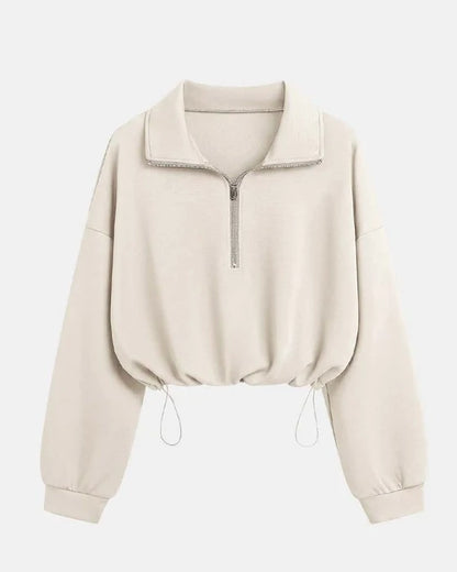 Quarter-Zip Drawstring Hem Sweatshirt
