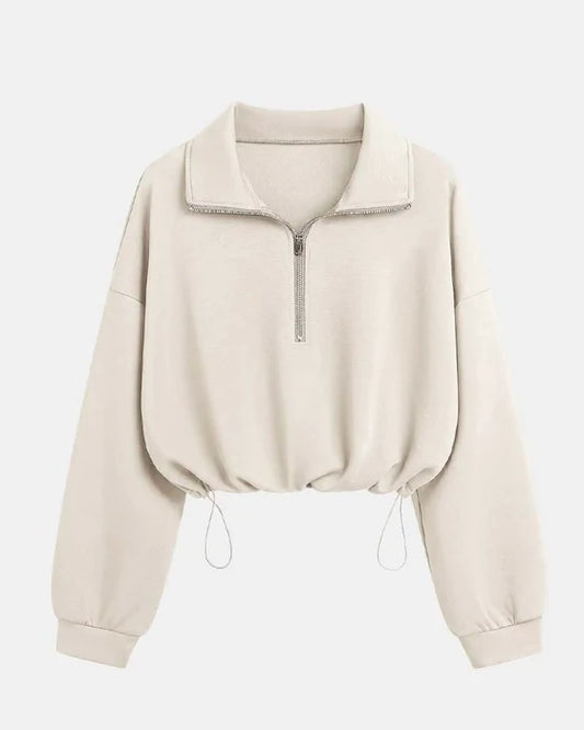 Quarter-Zip Drawstring Hem Sweatshirt