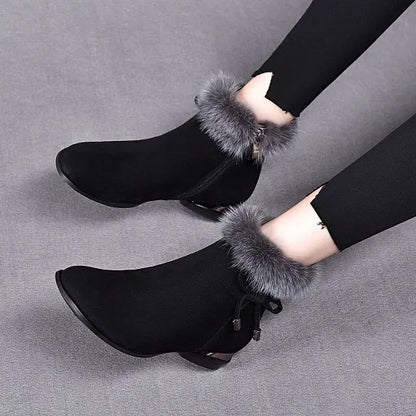 Women's Ankle Boots with Faux Fur Trim