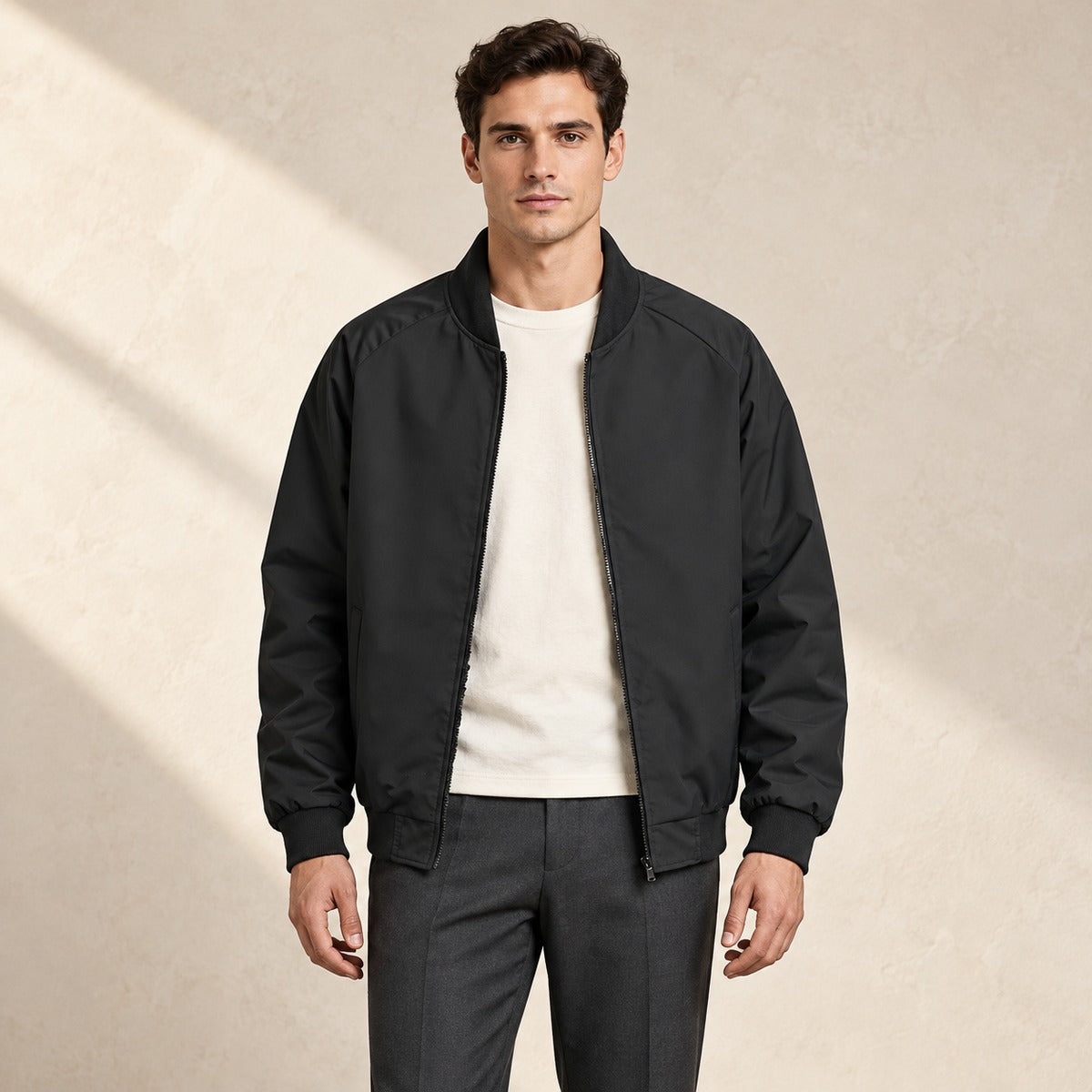 Men's Classic Zip-Up Bomber Jacket