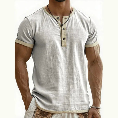 Men's Contrast-Trim Henley Shirt