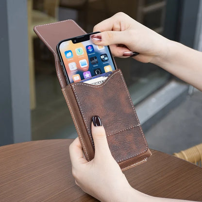 Men's Belt Clip Cell Phone Holster Pouch with Card Pocket