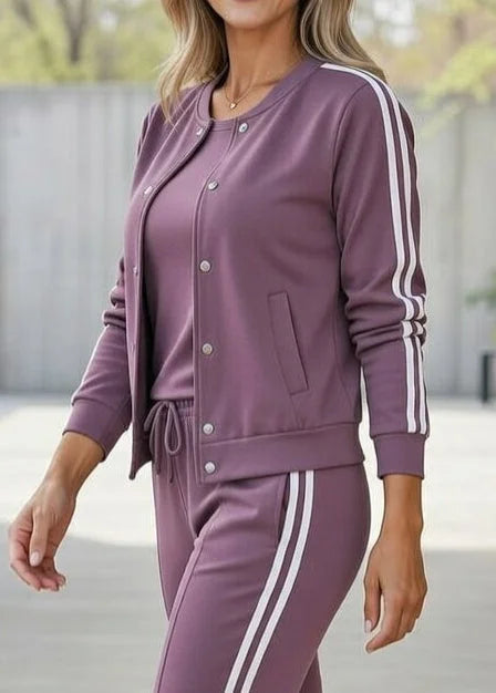 Women’s Casual Sport Stripe Jacket & Jogger Set