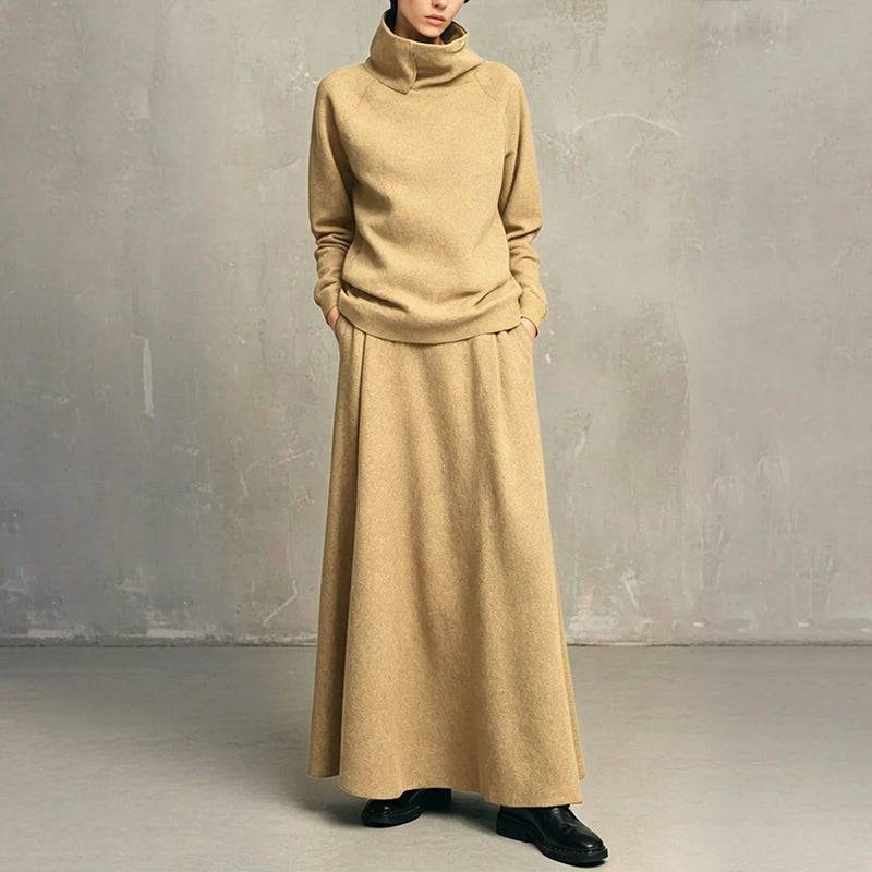 Women's High-Neck Top and Skirt Set
