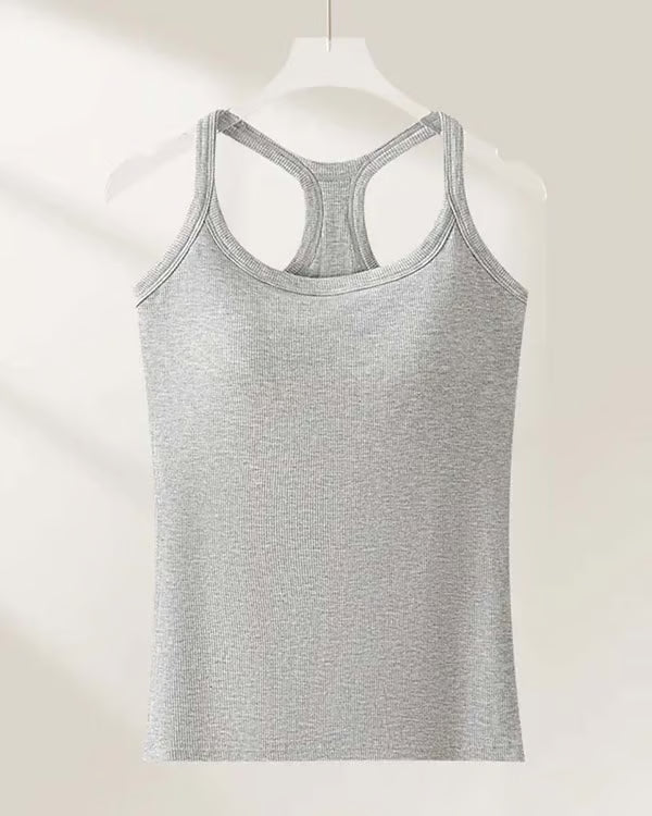 Women’s Ribbed Tank Top with Built-In Bra