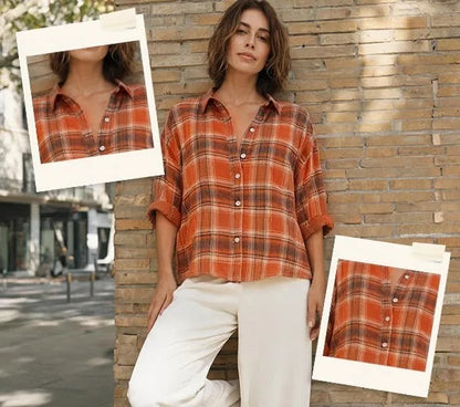 Women's Plaid Button-Front Casual Shirt