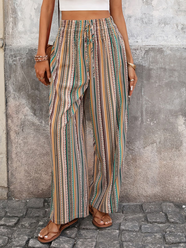 Women's Striped Wide-Leg Pants