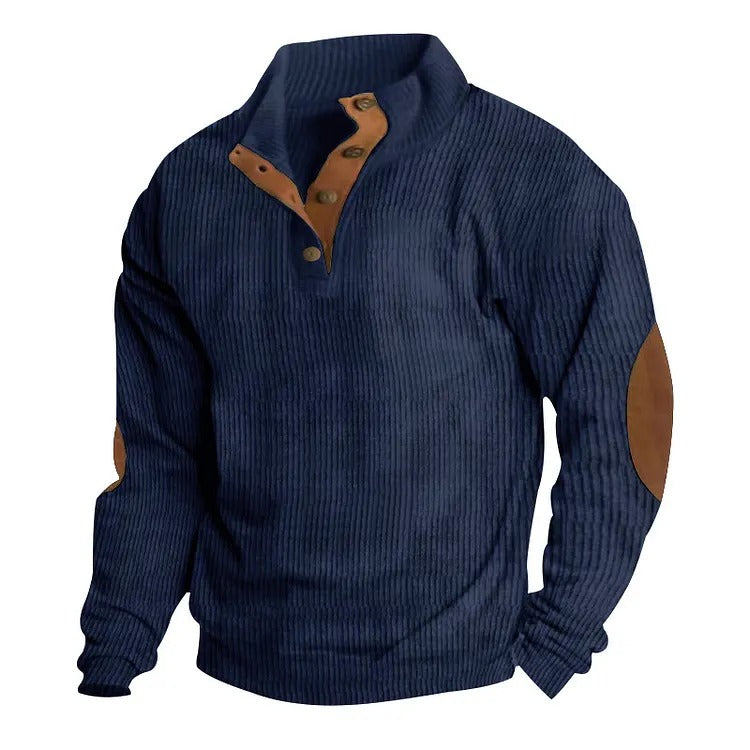 Men's Stand Collar Button Pullover