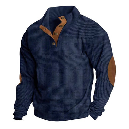 Men's Stand Collar Button Pullover