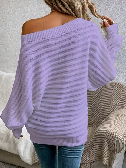 Women’s Ribbed Off-Shoulder Pullover Sweater