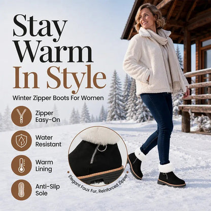 Women's Faux Fur Cuff Ankle Boots