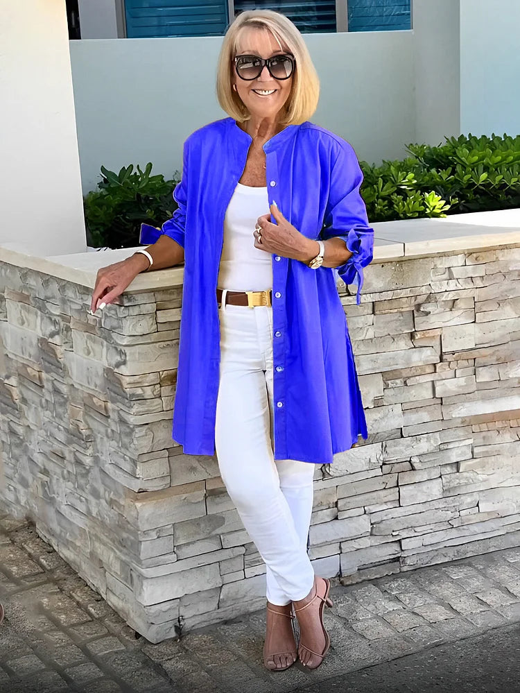 Women’s Button Front Longline Swing Shirt Jacket