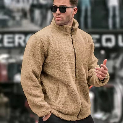 Men's Textured Fleece Zip-Up Jacket