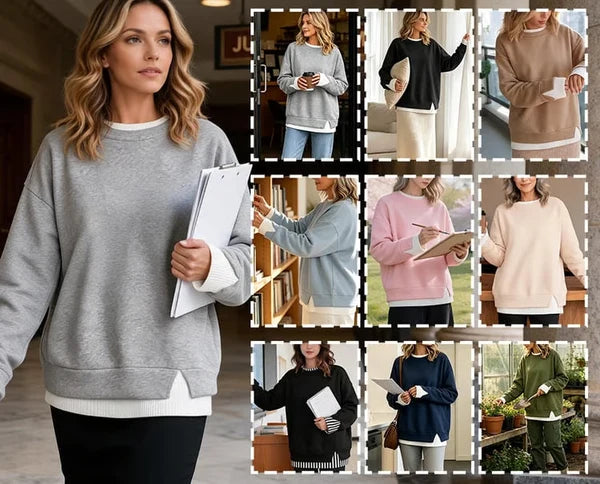 Women’s Layered Look Relaxed Sweatshirt