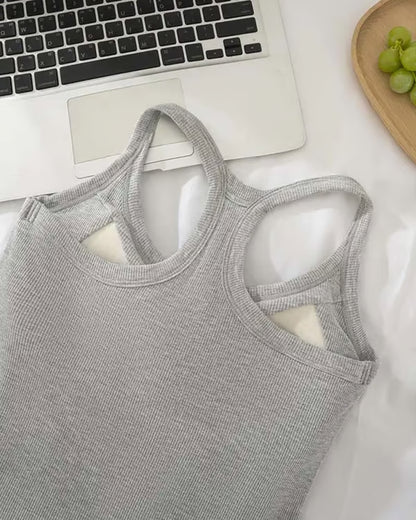 Women’s Ribbed Tank Top with Built-In Bra