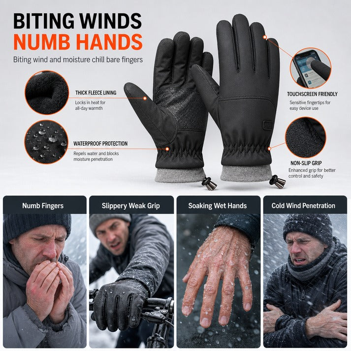 Touchscreen Gloves with Fleece-Lined Cuffs