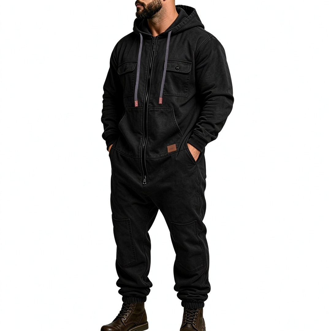 Men's Hooded Zip-Up Jumpsuit
