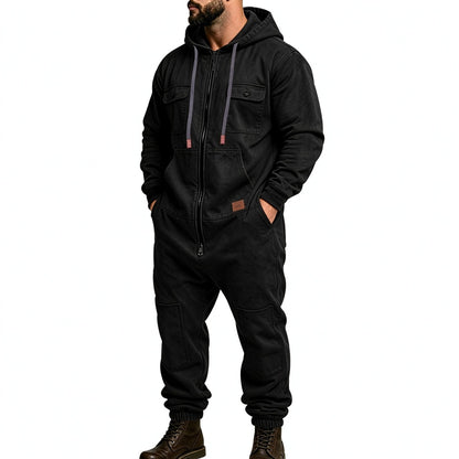 Men's Hooded Zip-Up Jumpsuit