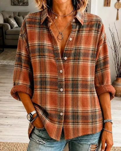 Women's Plaid Button-Front Casual Shirt