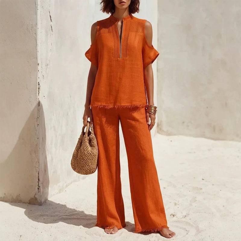 Women's Cold Shoulder Two-Piece Lounge Set