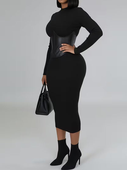 Women's Corset Detail Fitted Dress