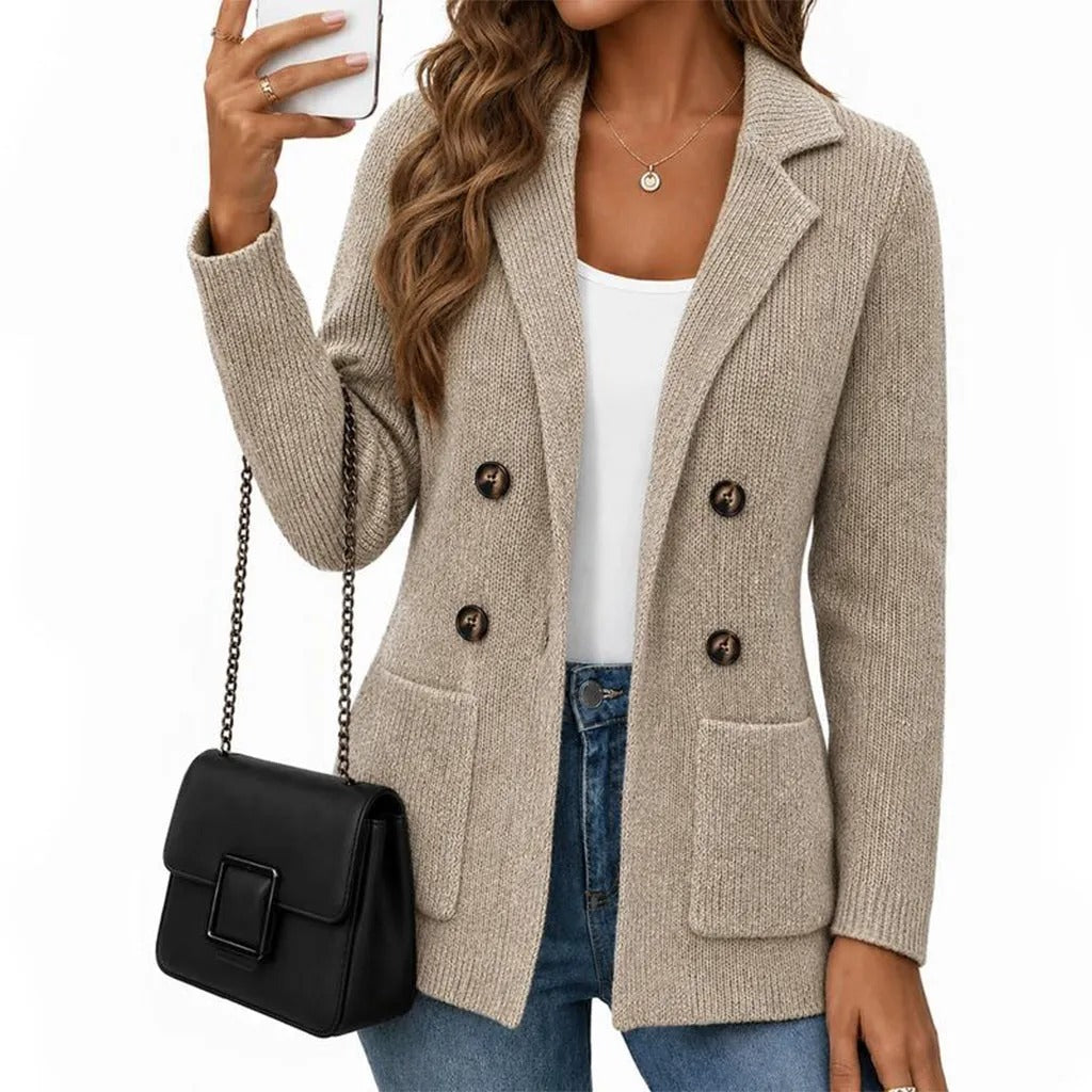 Women's Double-Breasted Knit Blazer