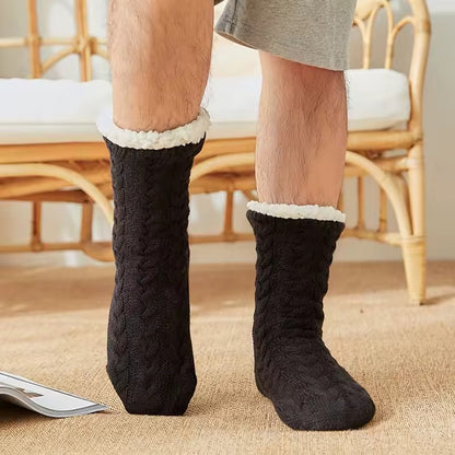 Unisex Knit Slipper Socks with Fold-Over Cuffs