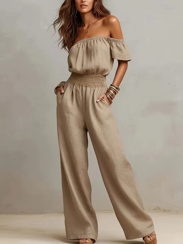 Women's Off-Shoulder Wide-Leg Jumpsuit
