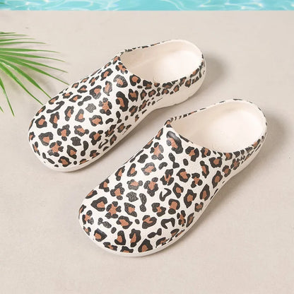 Women’s Leopard Print Flat Mule Sandals